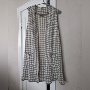Green and White Houndstooth Vest